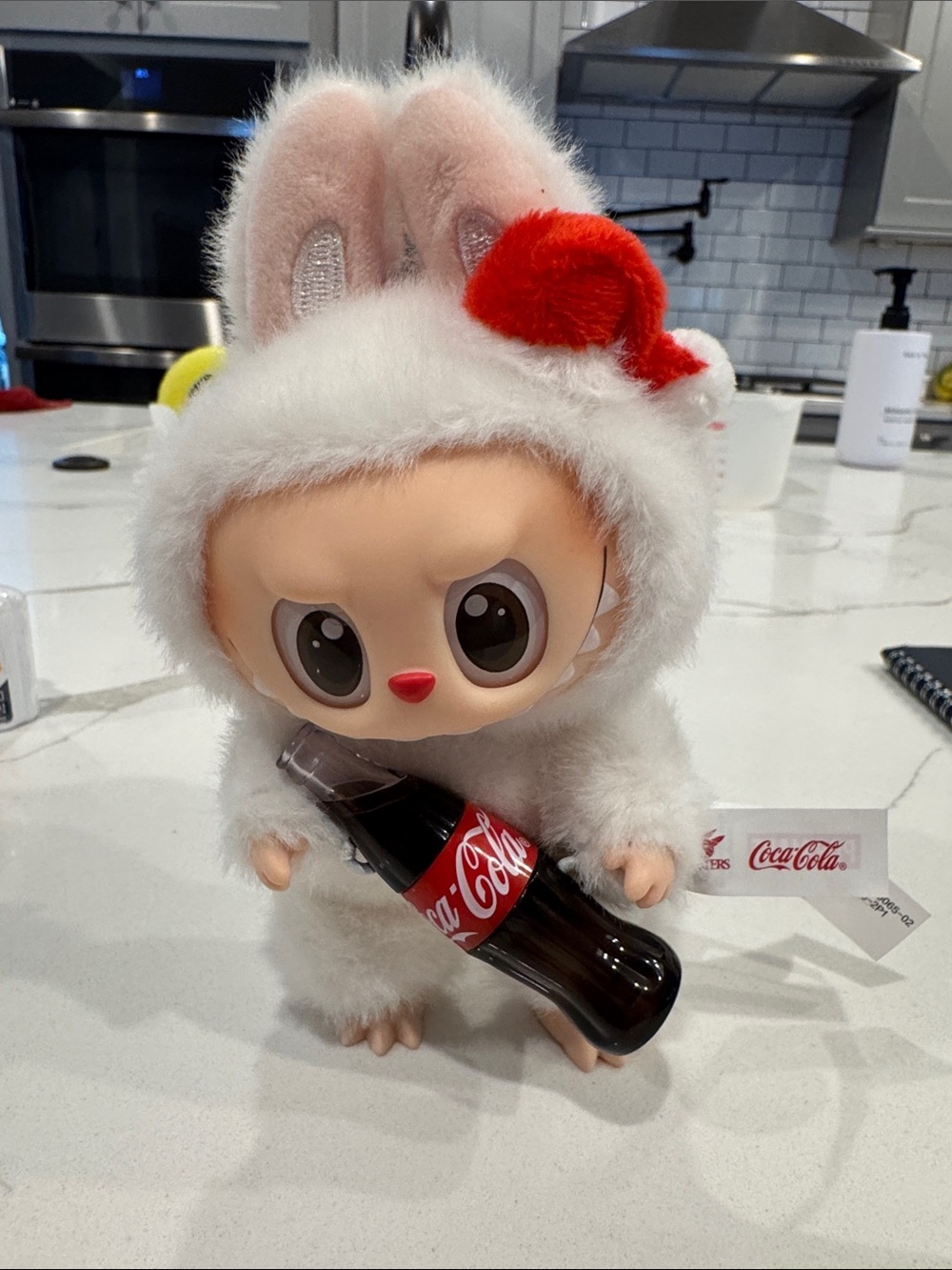Pop mart the monsters Coca Cola Labubu Santa hat plush keychain
